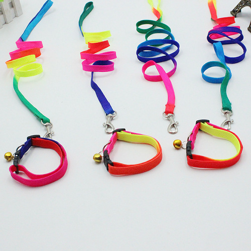 Pet supplies Xixi colorful collar leash rainbow color nylon dog leash factory direct sale 1.0*120