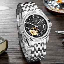 SOLLEN梭伦男士表时尚商务腕表全自动钢带机械表镂空手表跨境批发