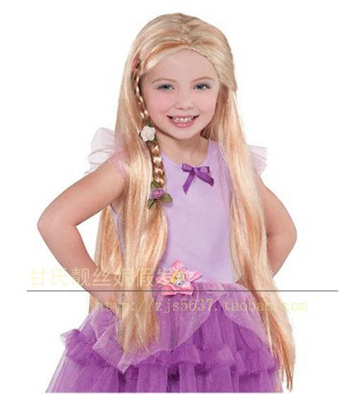 Dini Peluca de los niños princesa trenza onda grande Pelo Rizado largo princesa sirena peluca