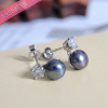 Earrings from pearl, zirconium, accessory, silver 925 sample