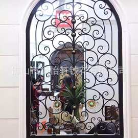 欧式铁艺窗花  客厅弧形拱形铁艺隔断屏风烤漆 铁艺玄关窗花格