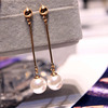 Earrings from pearl, accessory, Japanese and Korean, Korean style