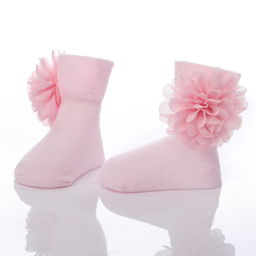 Newborn socks cotton socks baby socks chiffon flowers baby flowers 0-6-12 girls socks full moon gift socks wz001