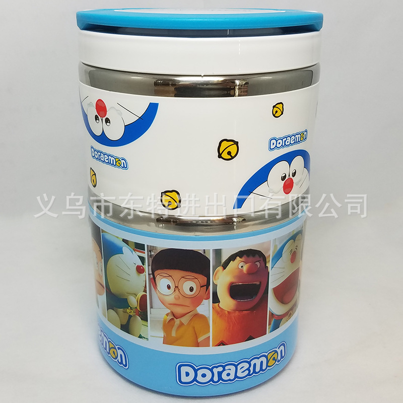 Stainless steel round lunch box in cartoon shape, children's Frozen Big white robot cat food box, student picnic lunch box detail image 6