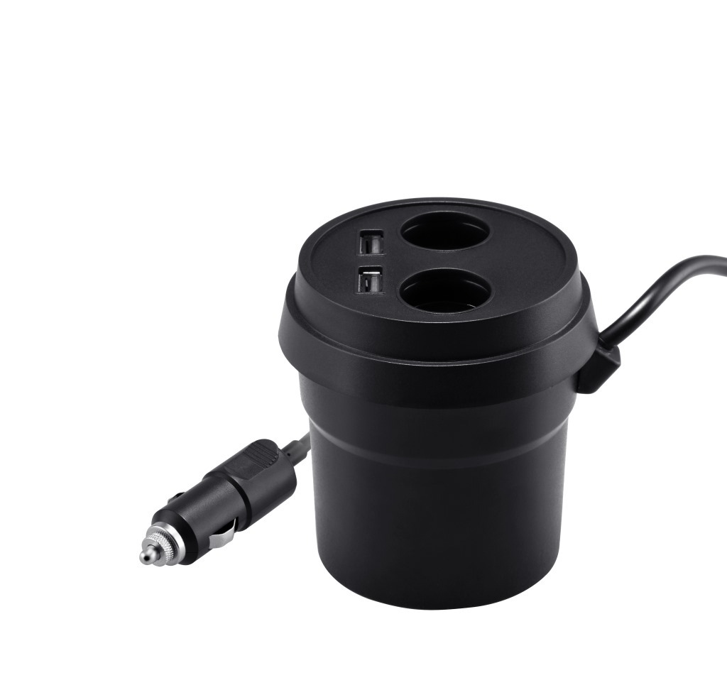 杯式车充双USB双点烟器一拖二多功能5V通用车载充电器点烟器车充