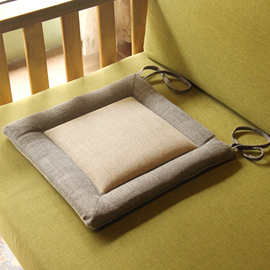 定制LOGO坐垫亚麻方形薄款透气椅垫榻榻米办公室学生垫餐桌椅垫子