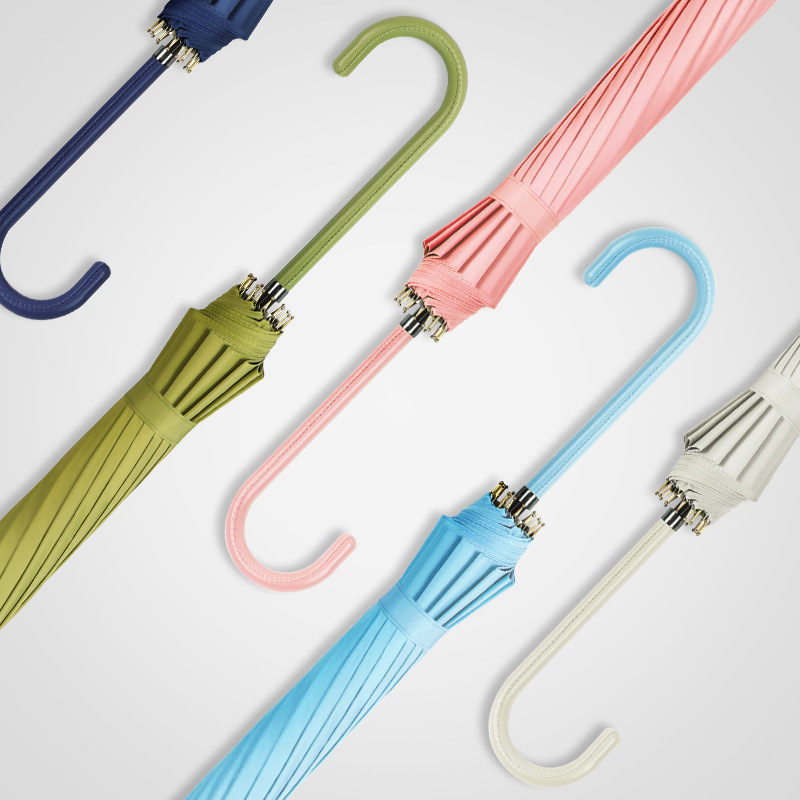 A large number of wholesale 16 bone Japanese long handle automatic sunny umbrella men's and women's straight sunshade umbrella large custom advertising logo