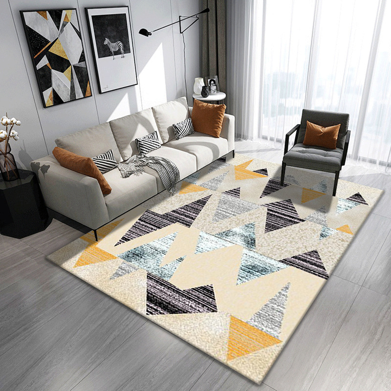 Alfombra de gran superficie estilo nórdico para sala de estar, sofá, mesa de centro, alfombra de terciopelo cristalino, fácil de cuidar y resistente al desgaste para oficina.