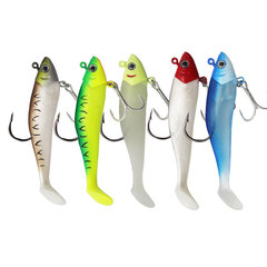 Zhoushan sea fishing for bass: use lure baits, aggressive lead head hooks, the "Kuanglang" curved blade, and T-tail soft baits—stylish, fish-shaped soft plastic lures.