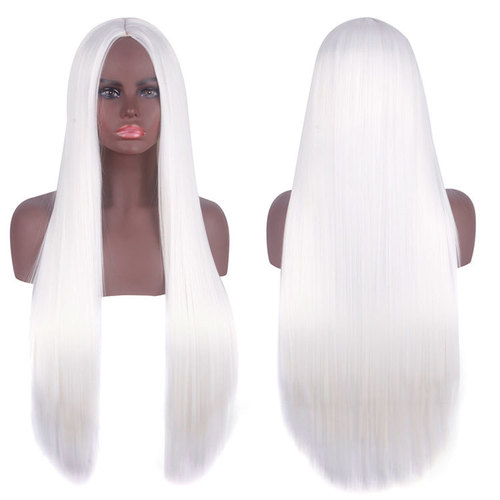 Zhu Shengda cosplay wig universal medium parted scalp black long straight hair 80CM anime wig manufacturer wholesale