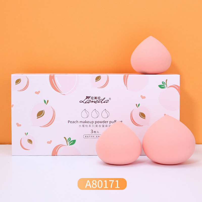 Ramila fruta polvo puff traje 3 piezas mango belleza huevo traje aguacate polvo puff caja de regalo al por mayor