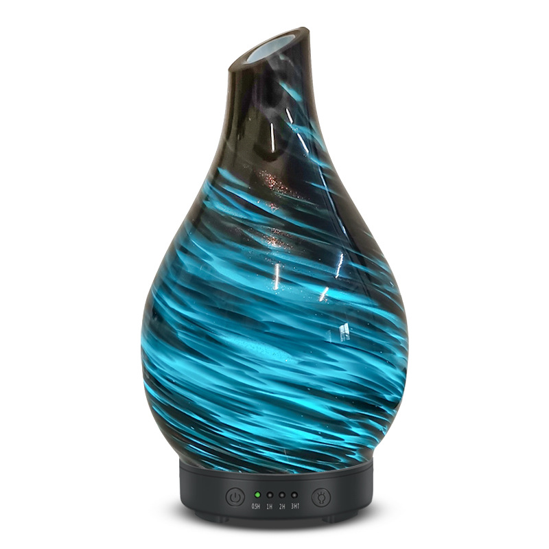 Art glass humidifier black gold oblique mouth aromatherapy essential oil ultrasonic air diffuser 7 color