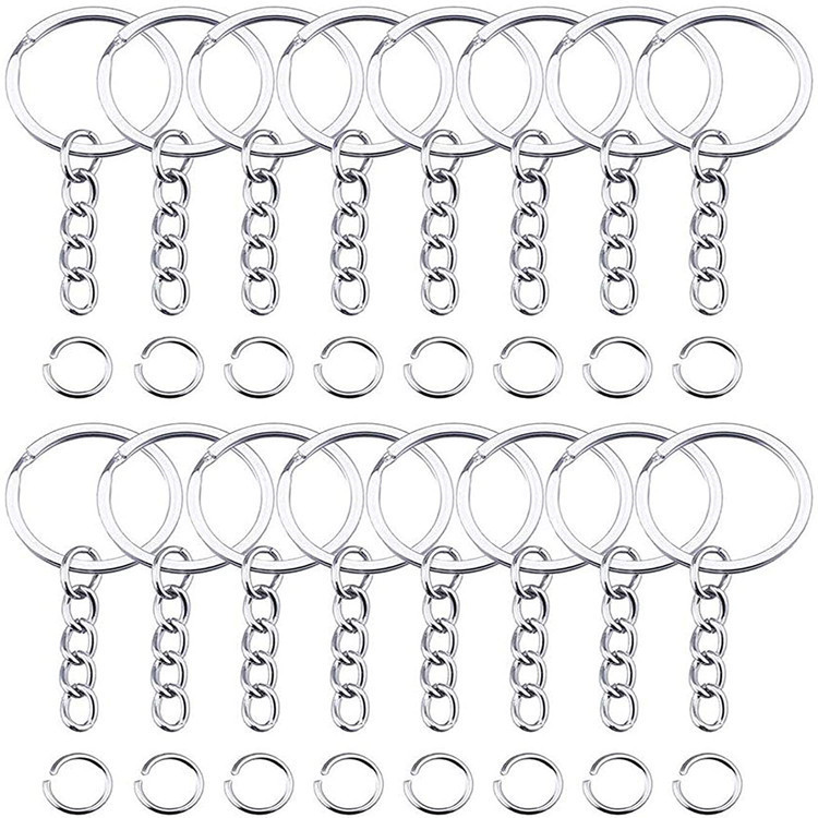 Cross-border diy jewelry accessories key ring with extended chain open ring single ring key chain bag pendant
