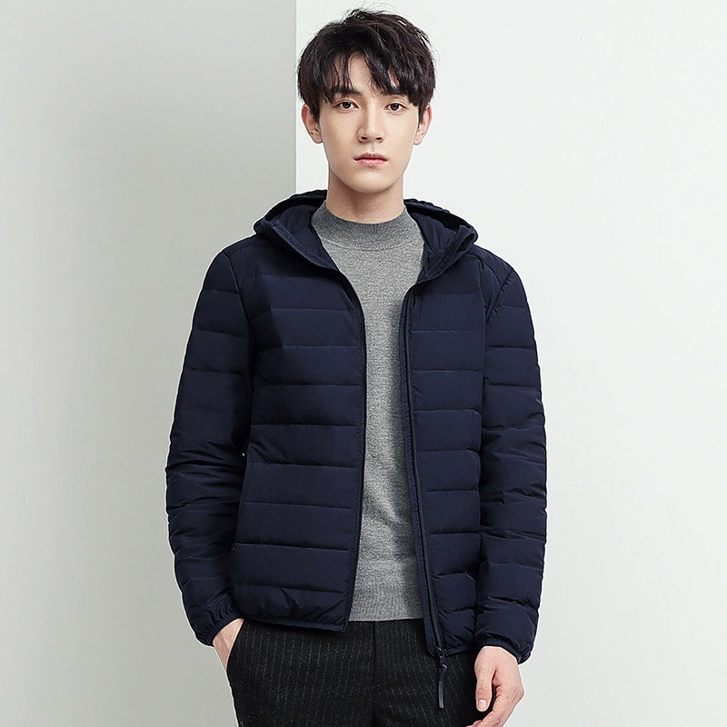 Легкий пуховик мужской короткий осенне-зимний 2023 Новый 90 белый утиный пух легкая куртка с капюшоном для мужчин
