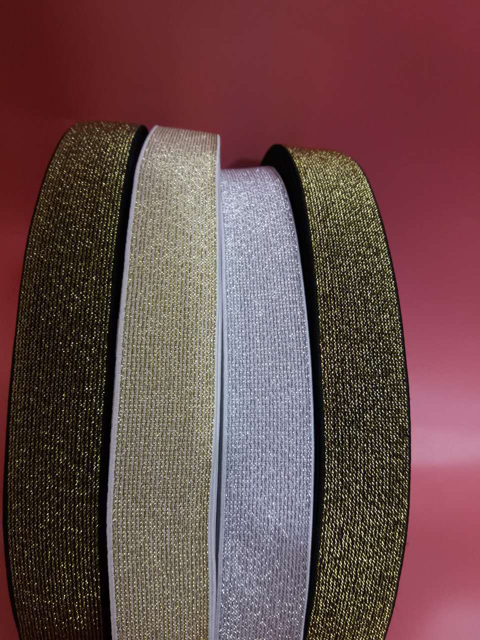 厂家批发无梭机金银丝多色松紧带 宽松紧带 宽度颜色可选择