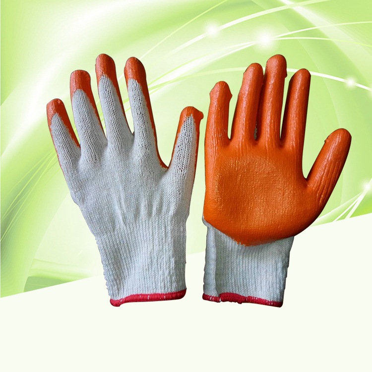 直批定制十针两股原白大平胶劳保手套 劳动保护舒适搬运防割手套