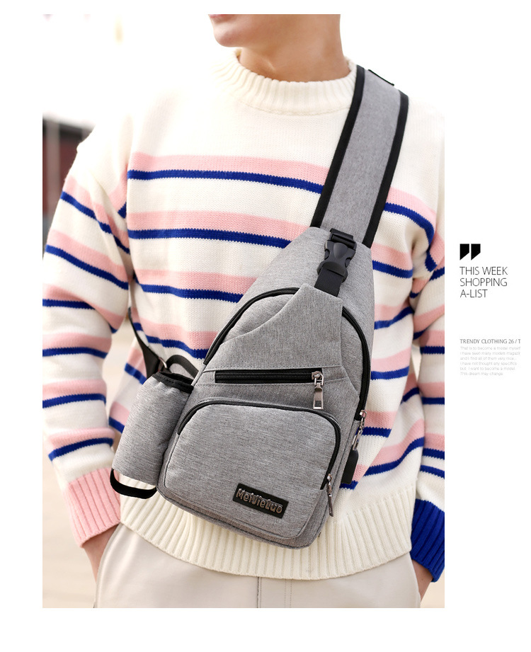 387g Weight Polyester Lining Material Zipper Closure Type Sling Strap Strap Type Fanny Pack Bags Type Casual, Travel, Street Occasion Polyester Material Stripe Pattern All Seasons Season Men's Gender Streetwear Style Bucket Shape Men's Streetwear Stripe Polyester Waist Bags