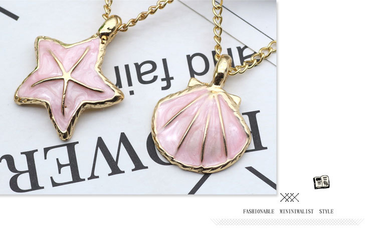 11g Weight Alloy Pendant Material Pendant Necklace Classification Alloy Chain Material 1 Piece Quantity Holiday, Daily Occasion Alloy Material Starfish, Shell Pattern Women's Gender Enamel Design Marine Style Style Marine Style Starfish Shell Alloy Enamel Women's Pendant Necklace 4