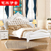 欧式实木床双人床1.8米白色软靠背1.5橡胶木公主床头批发家具定制|ms