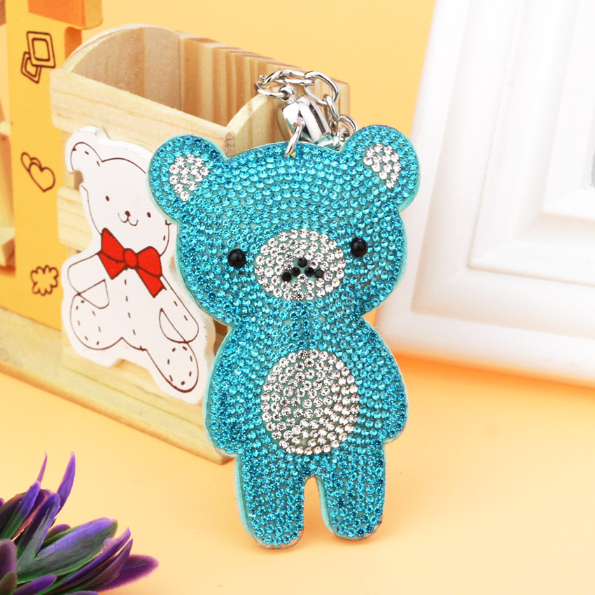 35g Weight Keychain Classification 1 Piece Quantity Daily Occasion Flannel Material Bag, Bear Pattern Women's Gender Diamond Design Cute, Korean Style Style 1 Piece Bag Bear Keychain Flannel Women's Cute Korean Style Keychain 9