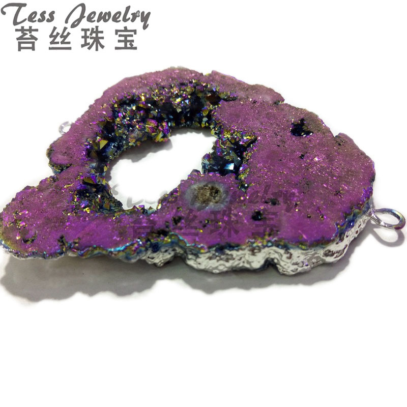 goods in stock natural crystal rough  Pendant electroplate Cluster Agate slice druzy Foreign trade Selling jewelry parts