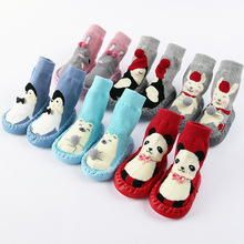 冬季加厚款 可愛卡通全棉毛圈兒童地板襪 防滑點膠保暖寶寶學步襪
