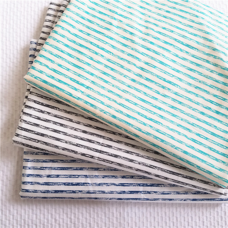 批发供应 条纹全棉印花布 纯棉印花面料 1.6幅宽经典条纹无荧光