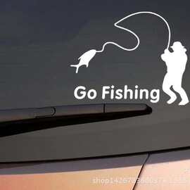 汽车贴纸图片 专款 户外运动车贴 钓鱼车  Go Fishing 钓鱼垂钓