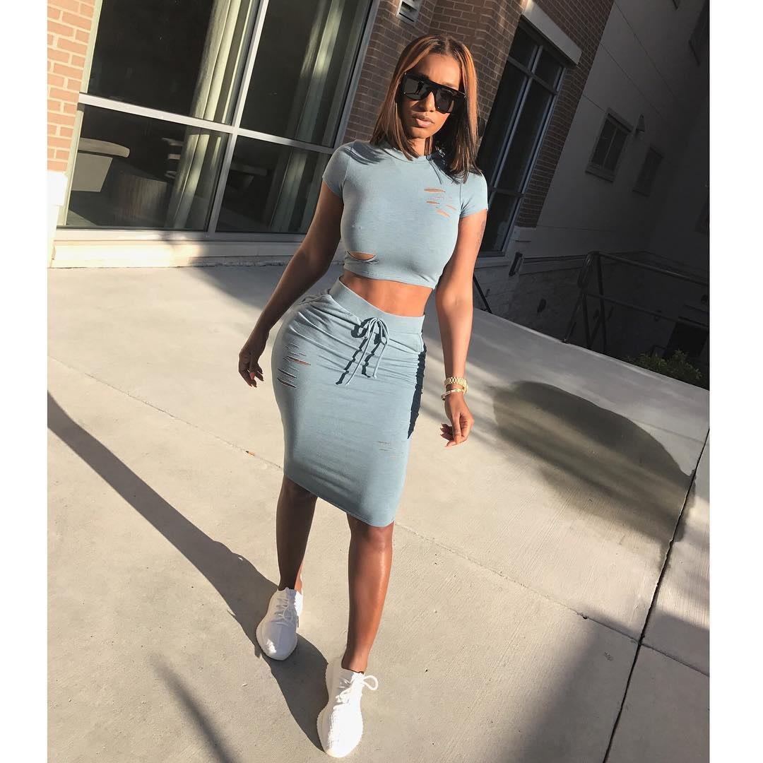 Sexy Ripped Dress 2 Piece Set NSSJW63033