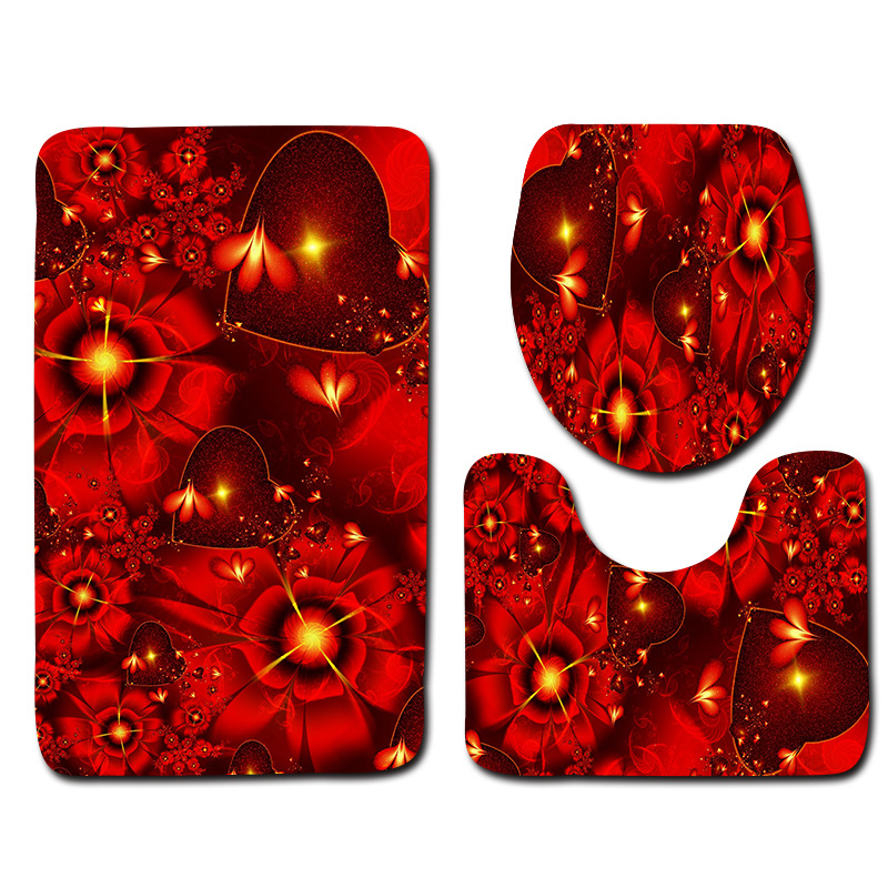 Serie europea y americana Día de San Valentín baño aseo piso estera 3 piezas conjunto Amazon deseo suministro de entrega de una sola pieza