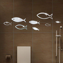 厂家直销 DIY海底世界 鱼 镜面贴 浴室装饰3D立体墙贴