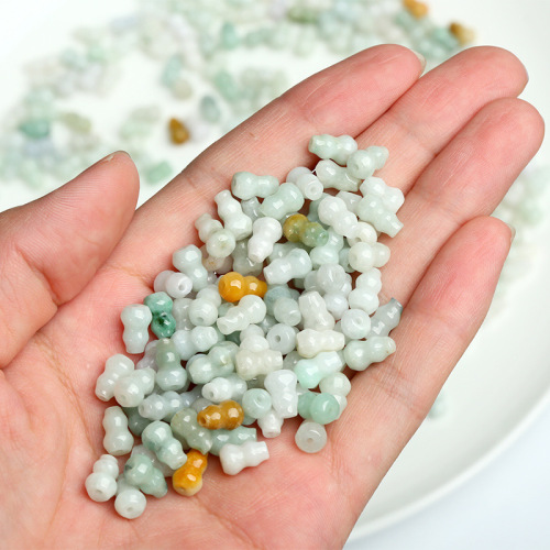 Burmese Jadeite Jade Three-color Jade Gourd Bead DIY Jade Accessories Jade Wholesalers