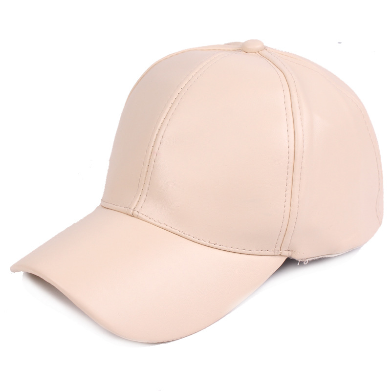 Leder Duckbill Cap Light Board Baseball Cap Herren und Damen Leder Cap Herbst PU Cap Monochrom Damen Modische und vielseitige Reise Cap_voghion.com