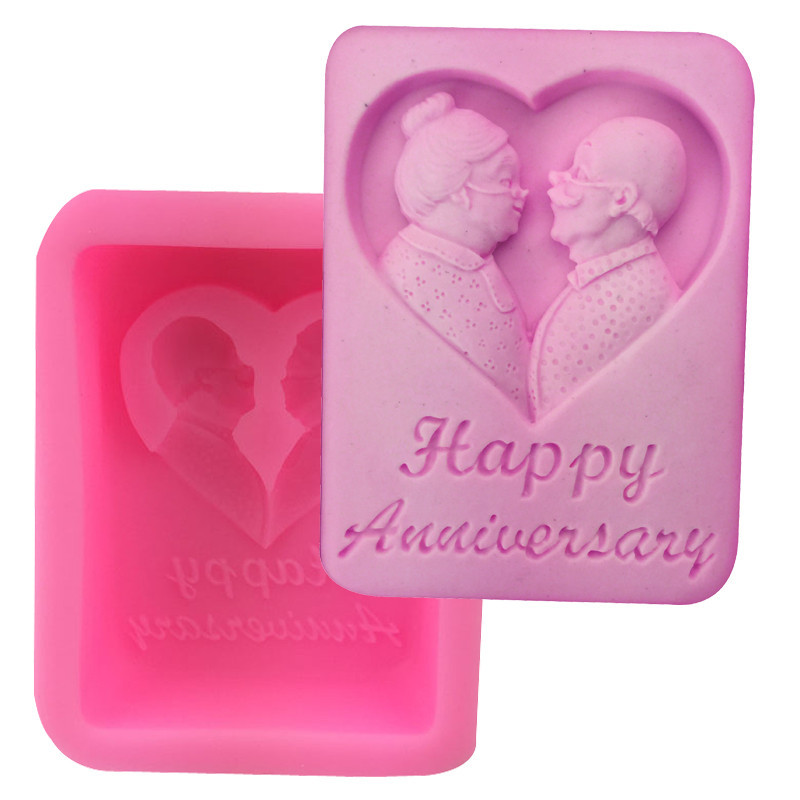 Happy anniversary Счастливая годовщина свадьбы Тема Моделирование силиконового мыла DIY Мыльный воск