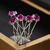 Hair accessory for bride, Chinese hairpin, beads from pearl, zirconium, hairgrip, flowered