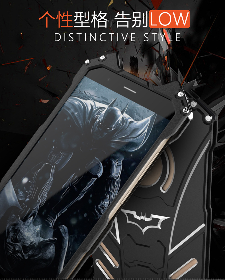 R-Just Batman Shockproof Aluminum Shell Metal Case with Custom Batarang Stent for Huawei P10 & Huawei P10 Plus