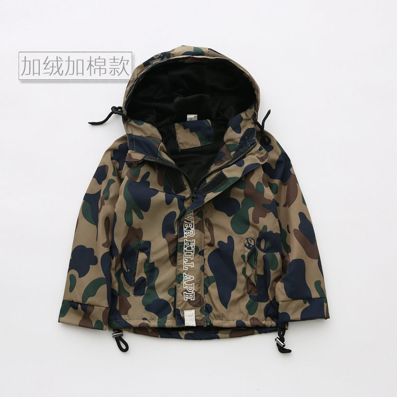 童装尾货儿童迷彩外套秋冬新款宝宝男童加绒冲锋衣童外套厂家清仓|ru