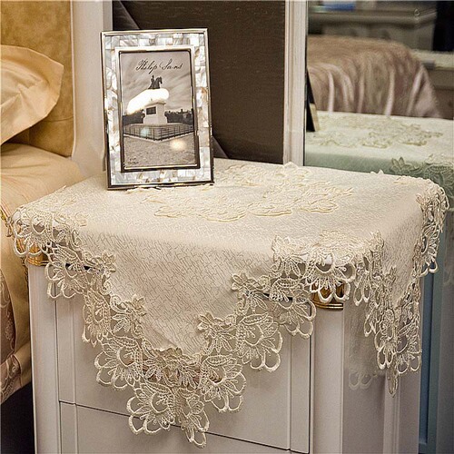 Amazon New Home Lace Fabric Tablecloth TV Stand Coffee Table Dustproof Fabric Dust Cover Cabinet Cover Scarf