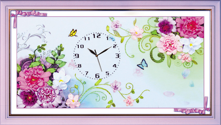 Oujin nianhua Bordado Cinta de Color Directo Fábrica impresión colgante pintura feliz reunión reloj Sala estar decoración entrada