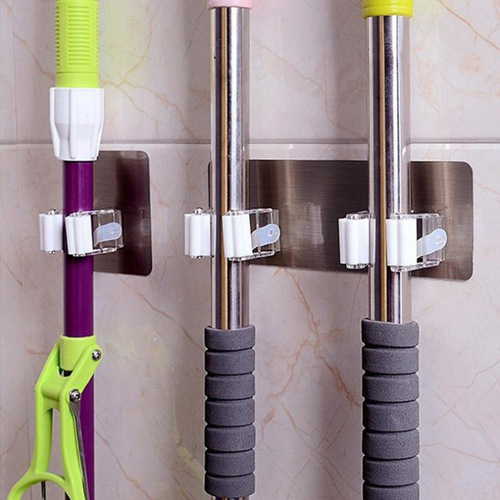 Creative multifunctional mop clip strong traceless mop rack kitchen broom hanger hook sticky hook