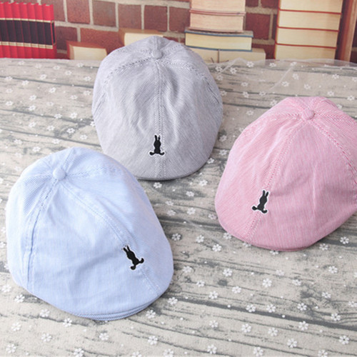 Children's Striped Spring and Autumn Beanies for Boys and Girls, British Style Thin Duckbill Hats for Summer Babies, Baseball Caps