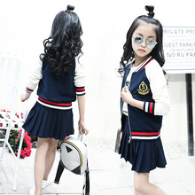 童装女童套装2022新款装儿童韩版校服女孩短裙外套运动两件套潮