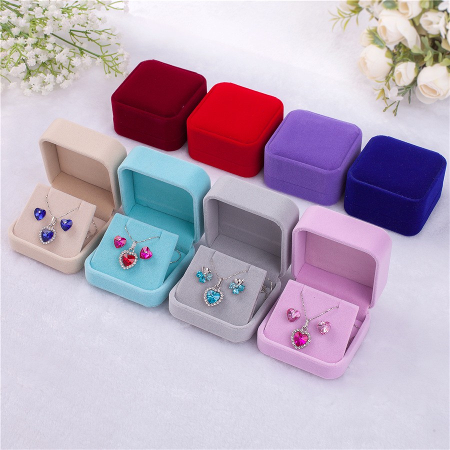 Flannel Material 1 Piece Fashion Square Solid Color Flannel Jewelry Boxes