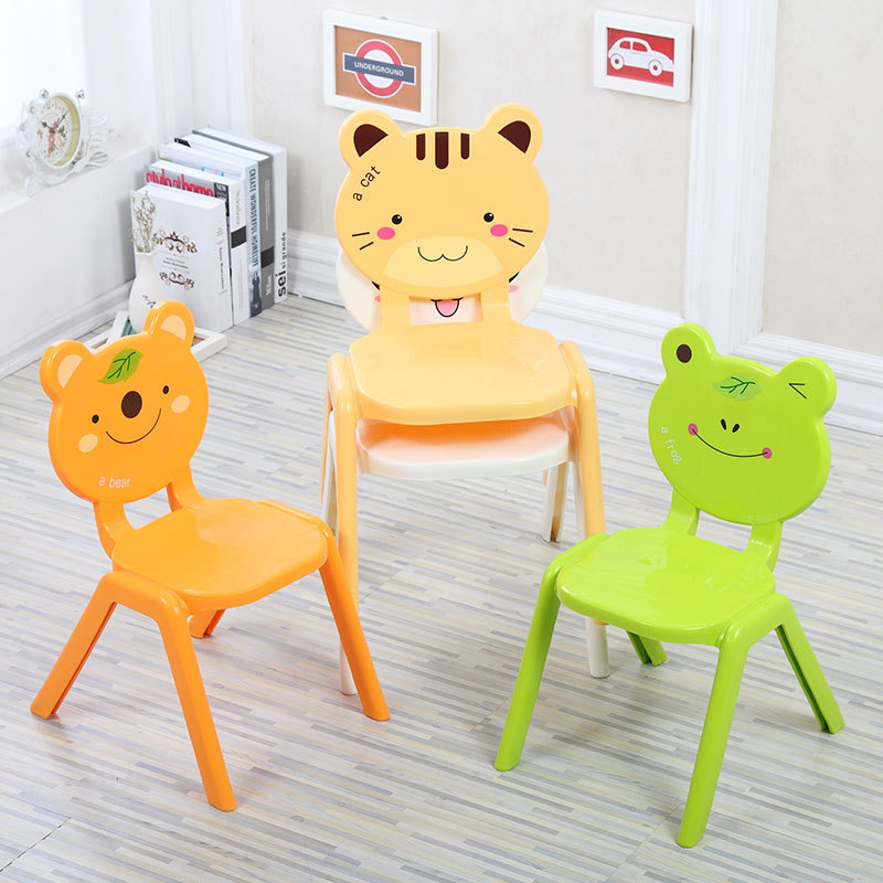 动物卡通家用加厚塑料凳子幼儿园宝宝座椅儿童防滑可爱靠背椅|ms