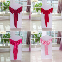 Hotel chair straps with bow back, satin straps, fringed chair covers, decorative bands, royal blue and champagne color