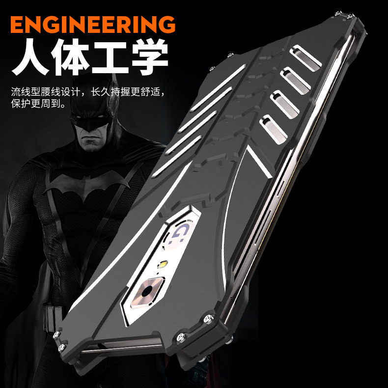R-Just Batman Shockproof Aluminum Shell Metal Case with Custom Stent for Gionee M6s Plus