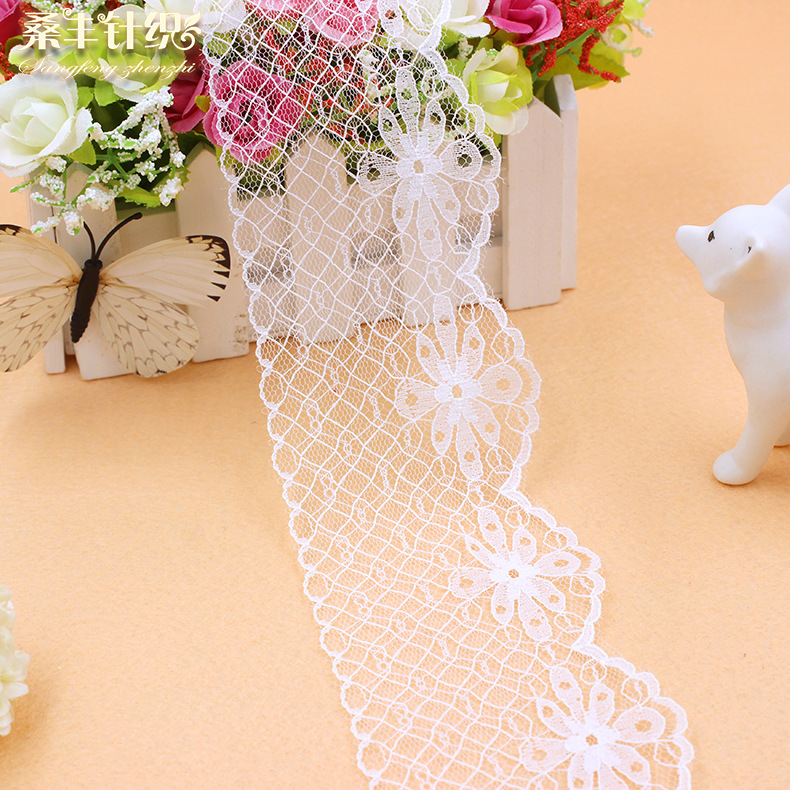 厂家直销无弹蕾丝花边 DIY服装饰品辅料 锦纶丝蕾丝边 7.5公分宽