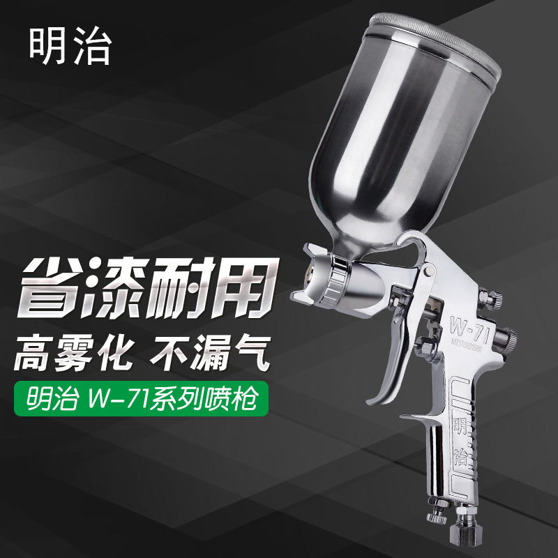 原装明治W-71油漆喷枪W-77家具汽车面漆气动高雾化涂料喷漆枪