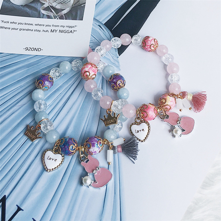 Cat Crown Beaded Bracelet - Blue