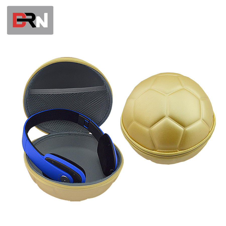定制足球形状耳机包 易压热压成型EVA包 折叠式耳机包收纳包
